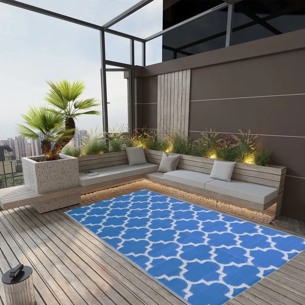 317000 vidaXL Tapete de exterior 160x230 cm PP azul