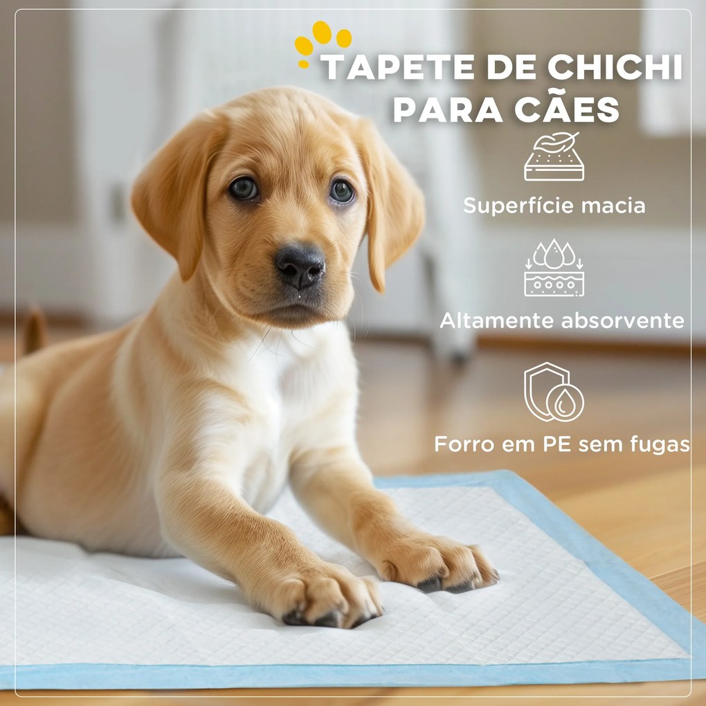 Resguardos de Treino Animais de Estimação 100 Unidades 45x30 cm Resguardos Absorventes para Cães com 6 Camadas Azul