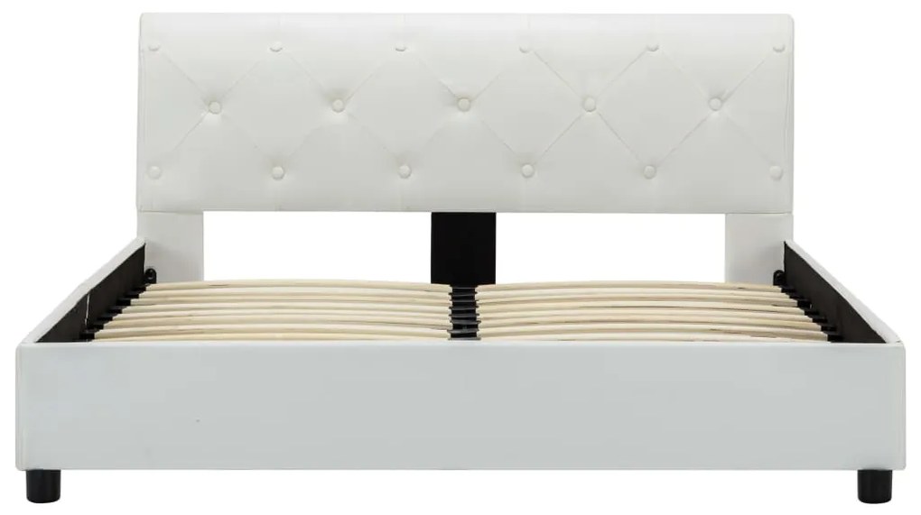 Estrutura de cama 140x200 cm couro artificial branco