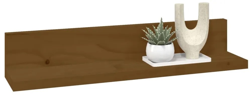 Prateleiras de parede 2 pcs 50x11x9cm pinho maciço castanho-mel