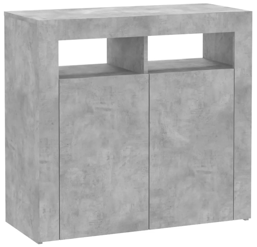 Aparador com luzes LED 80x35x75 cm cinzento cimento