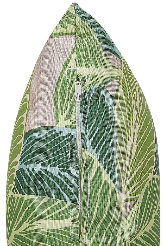 Conjunto de 2 almofadas exteriores com motivo de folha 45 x 45 cm verde VARKOS Beliani