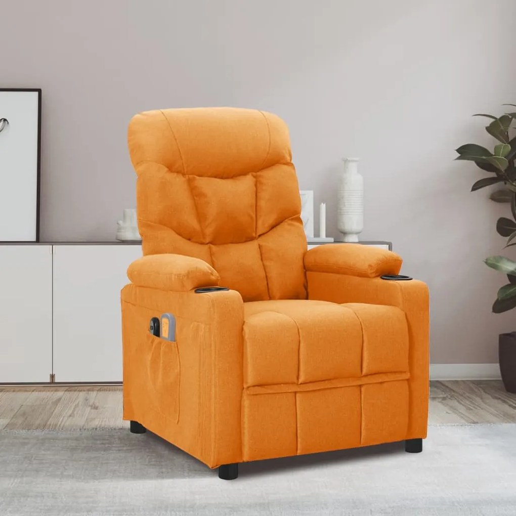 3098838 vidaXL Poltrona elétrica de massagens tecido amarelo