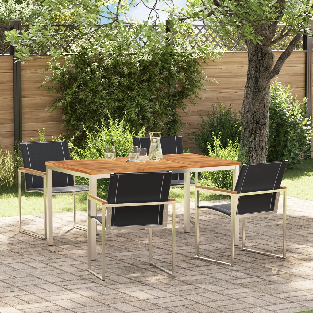 Conjunto de Jantar de Jardim vidaXL 5 Peças Madeira Sólida Acácia