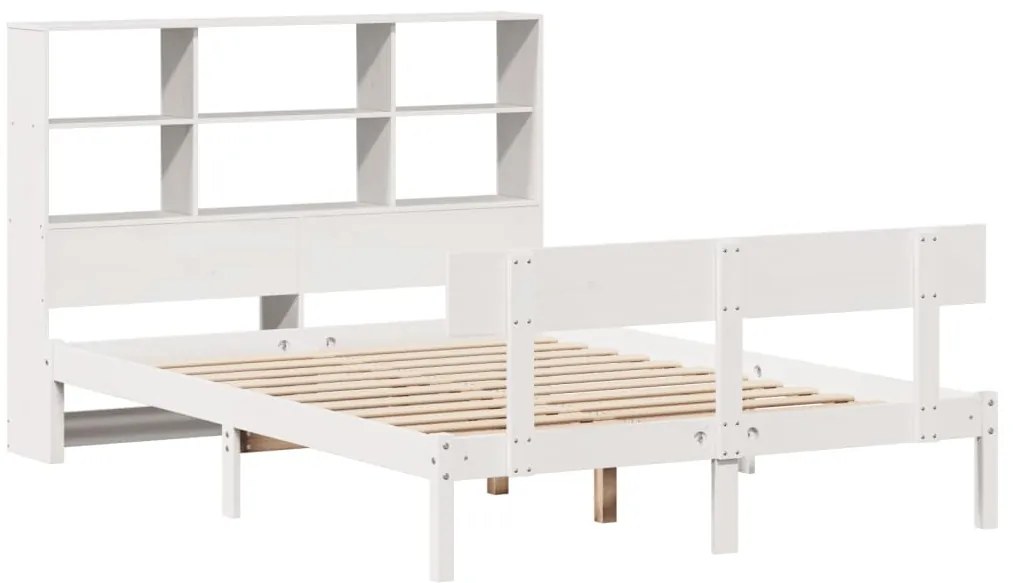 Cama com estante sem colchão 150x200 cm pinho maciço branco