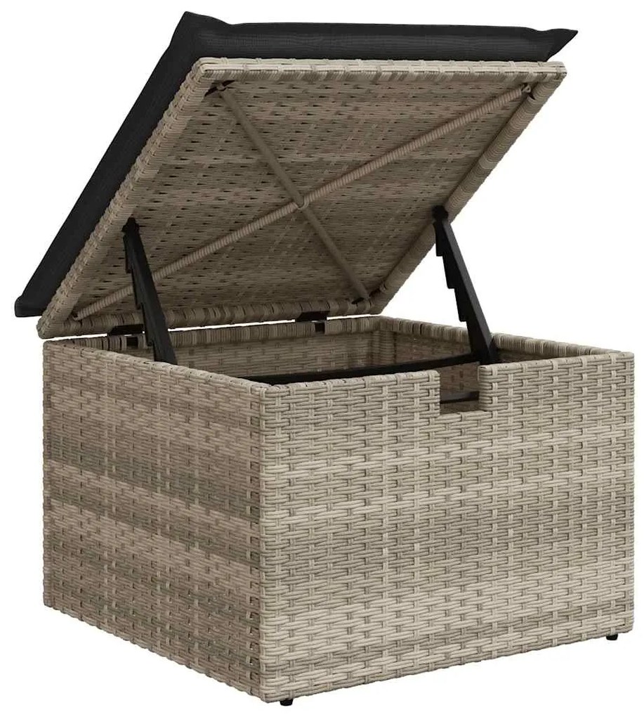 4 pcs conj. sofás jardim c/ almofadões vime PE cinzento-claro