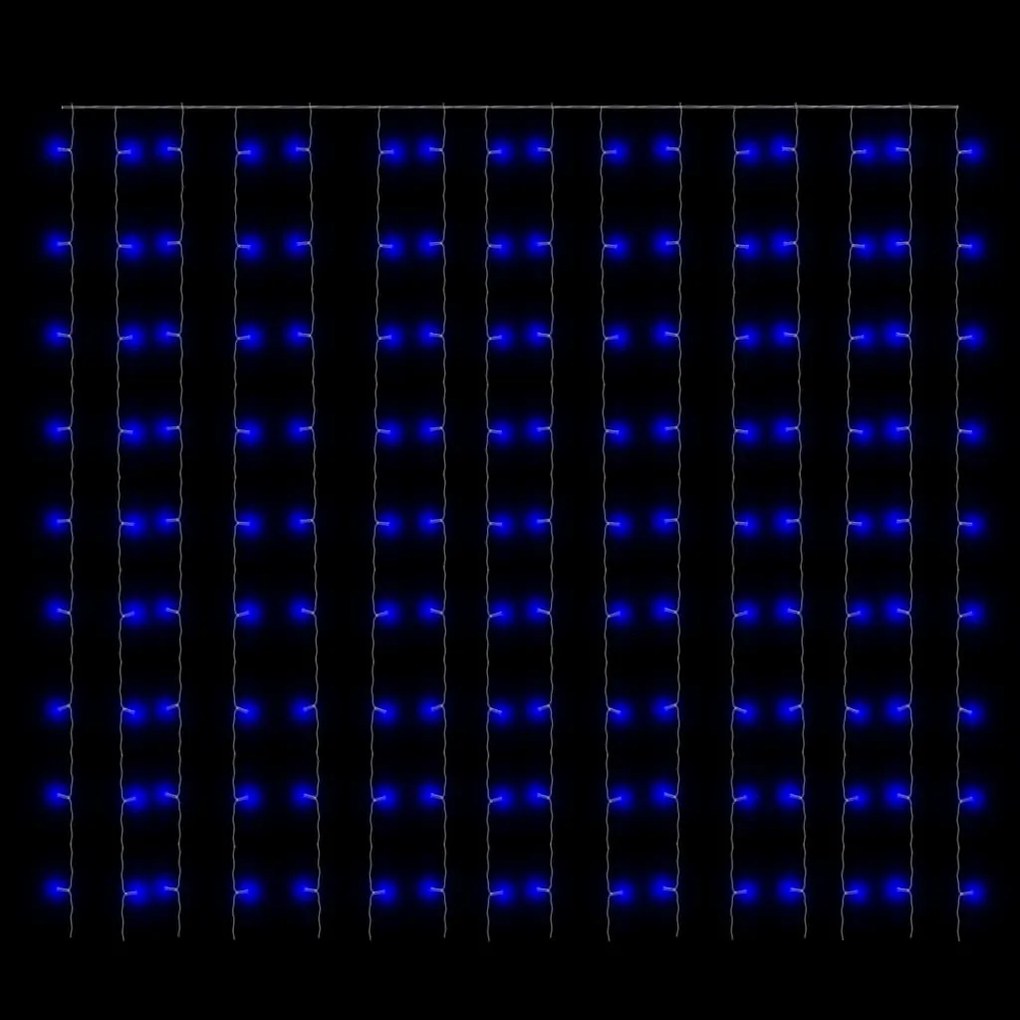Cortina iluminação 300 luzes LED 3x3 m 8 funções azul