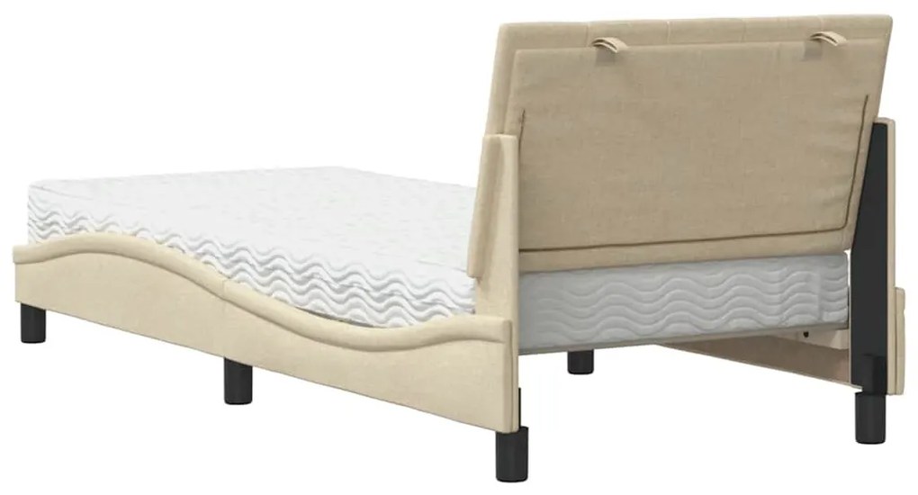 Cama com colchão 80x200 cm tecido cor creme