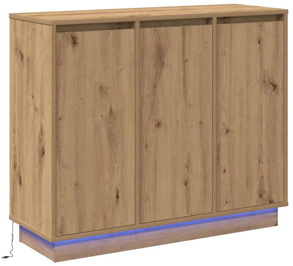 Sideboard vidaXL com LED Carvalho Artesanal 90x32x75 cm em Madeira de