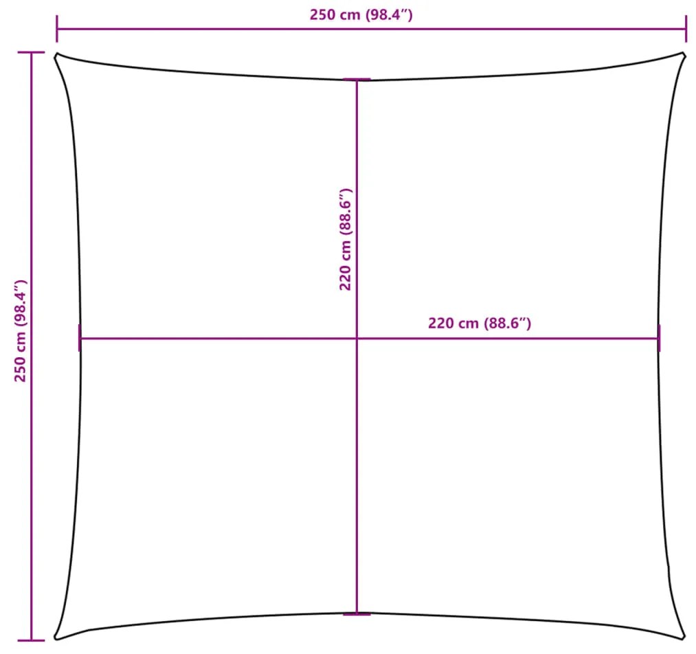 Para-sol estilo vela tecido oxford quadrado 2,5x2,5 m castanho