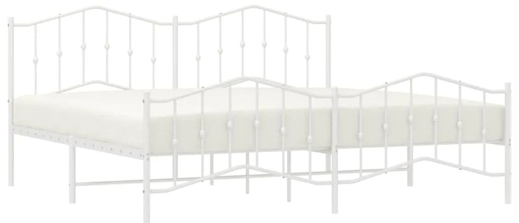 Estrutura de cama com cabeceira e pés 193x203 cm metal branco