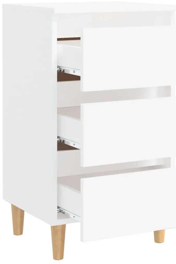 Mesa de cabeceira c/ pernas em madeira maciça 40x35x69cm branco