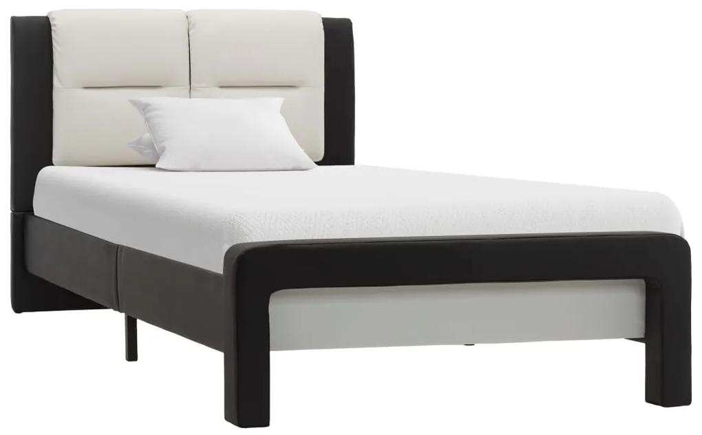 286721 vidaXL Estrutura de cama 90x200 cm couro artificial preto e branco