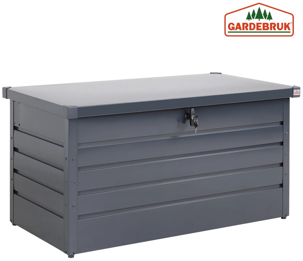 Caixa para arrumação exterior 120 x 62 x 63 cm 385 l em metal com fechadura antracite
