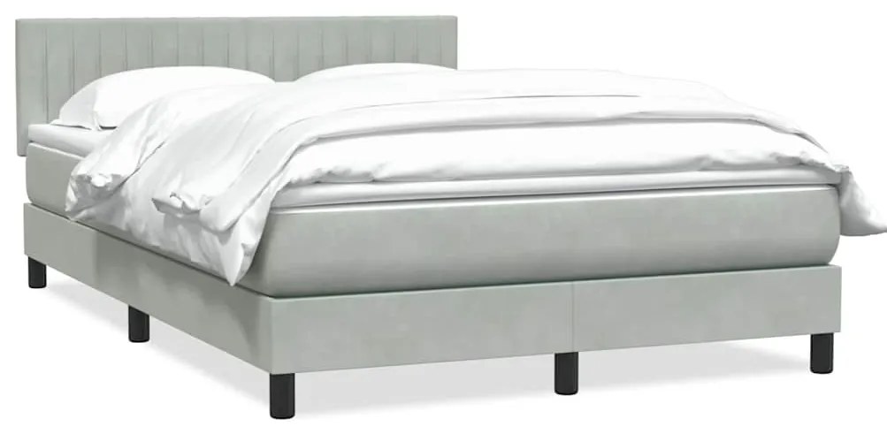 vidaXL Cama com molas/colchão 160x210 cm veludo cinzento-claro