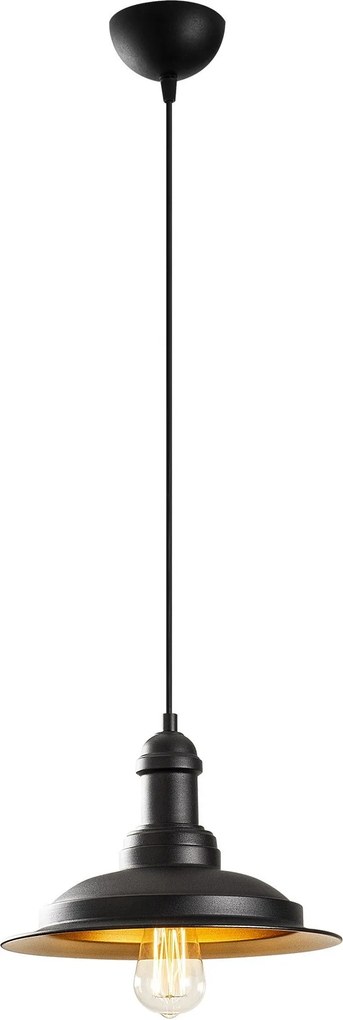 Candeeiro de Teto Saglam – Preto e Dourado – Diâmetro 30 cm x Altura 1