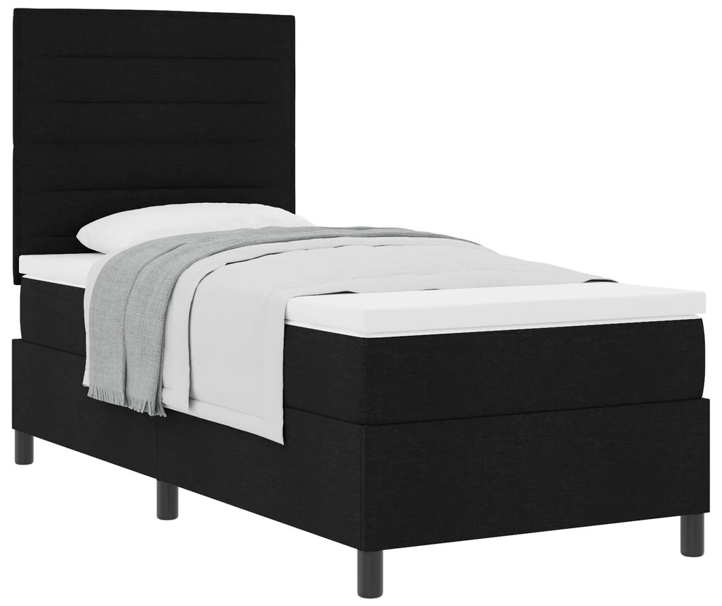 Cama com Box Spring com Colchão Preto 90x200 cm Tecido