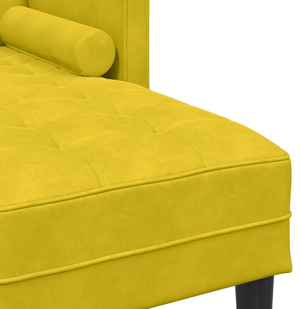 Sofá de Jardim vidaXL com Banco e Almofadas em Veludo Amarelo em L