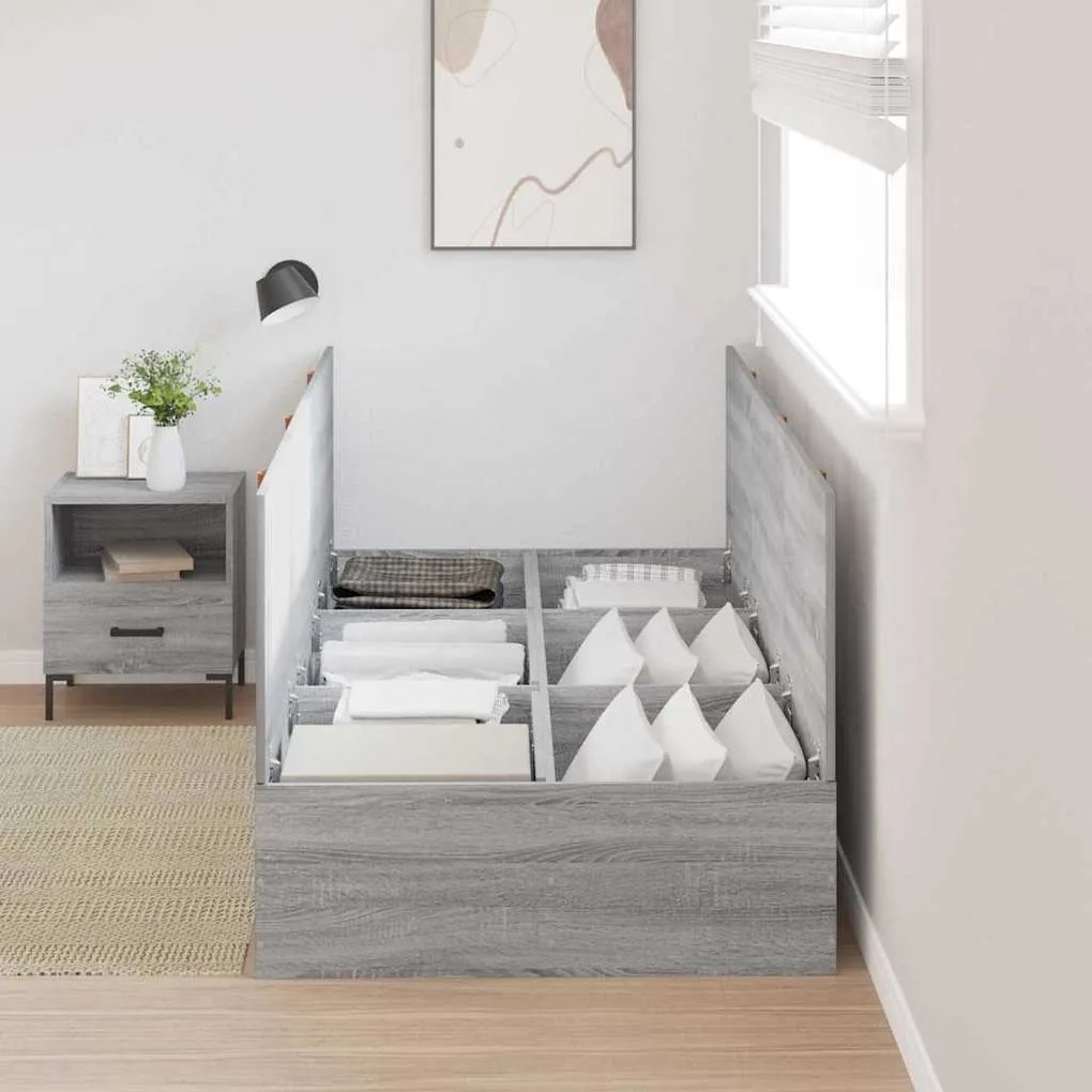 Cama de Armazenamento Cinza Sonoma 100x200 cm