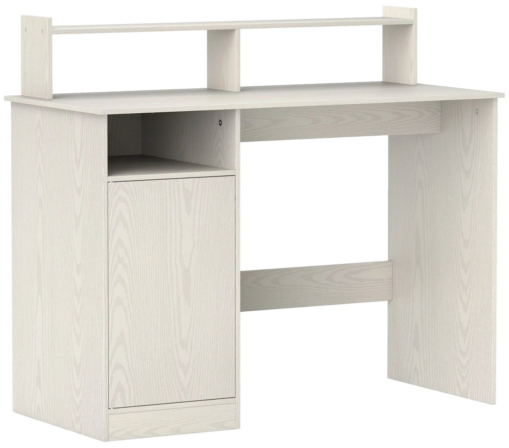HOMCOM Secretária Moderna com Prateleiras e Suporte para Monitor Mesa de Estudo 108x50x94 cm Creme
