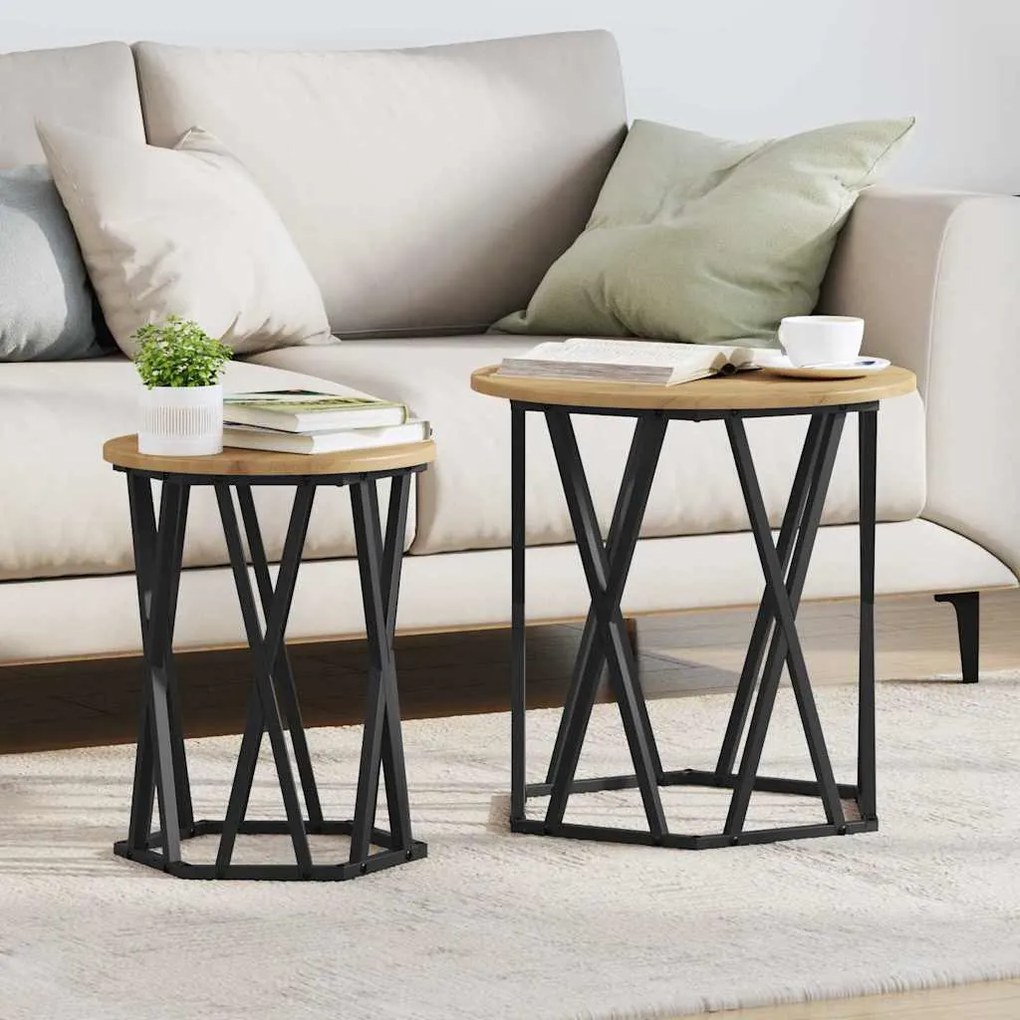 vidaXL Mesa de centro 2 pcs carvalho artisiano 50 x 50 x 50 cm