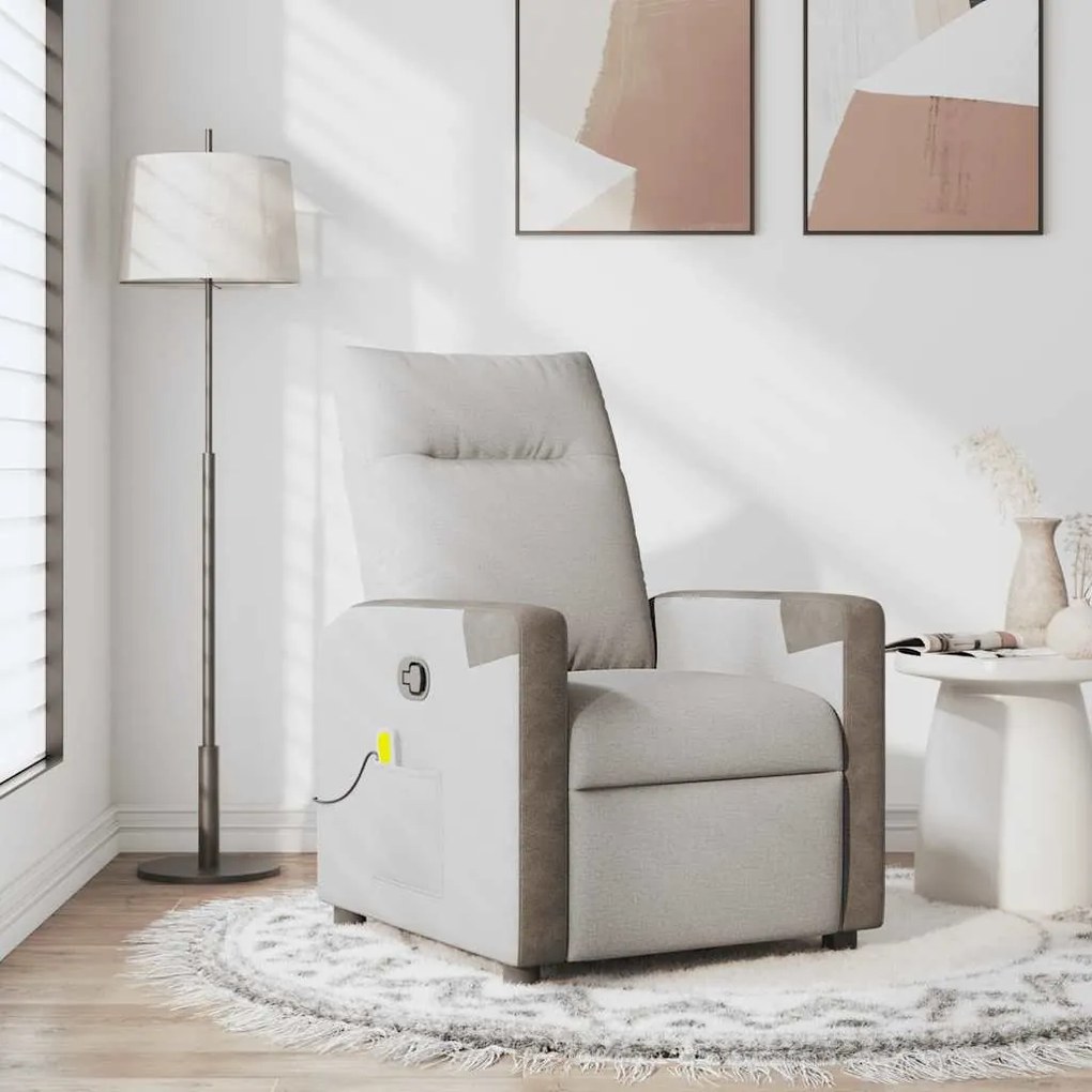 vidaXL Cadeira de massagem reclinável tecido cinzento