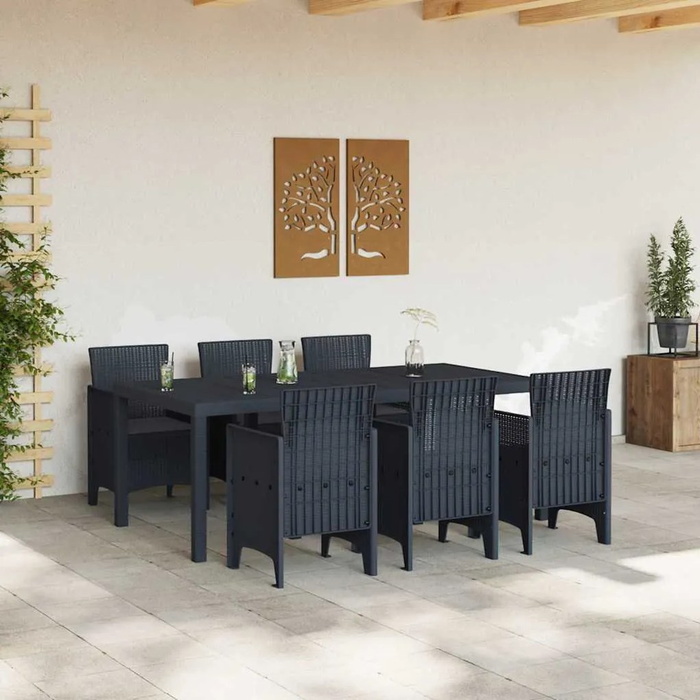 Conjunto de Jantar de Jardim 7 pcs Antracite 200 x 100 x 73 cm