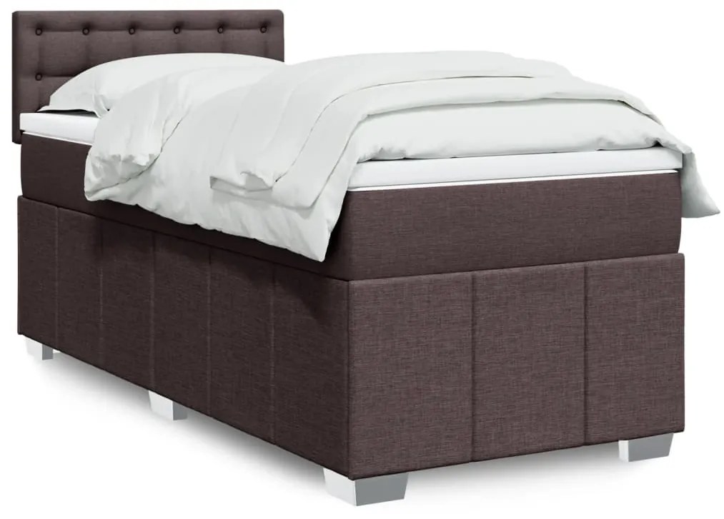 Cama com molas/colchão 90x200 cm tecido castanho-escuro
