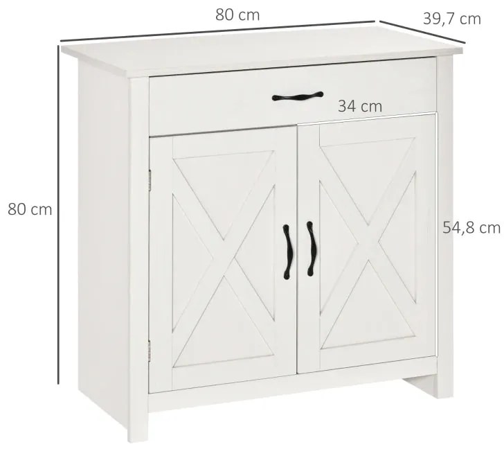 Aparador Lenga de 80 cm - Branco - Design Rústico