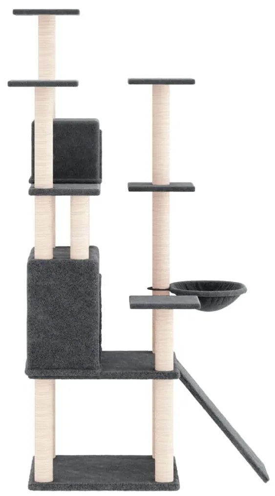Árvore p/ gatos c/ postes arranhadores sisal 154cm cinza-escuro
