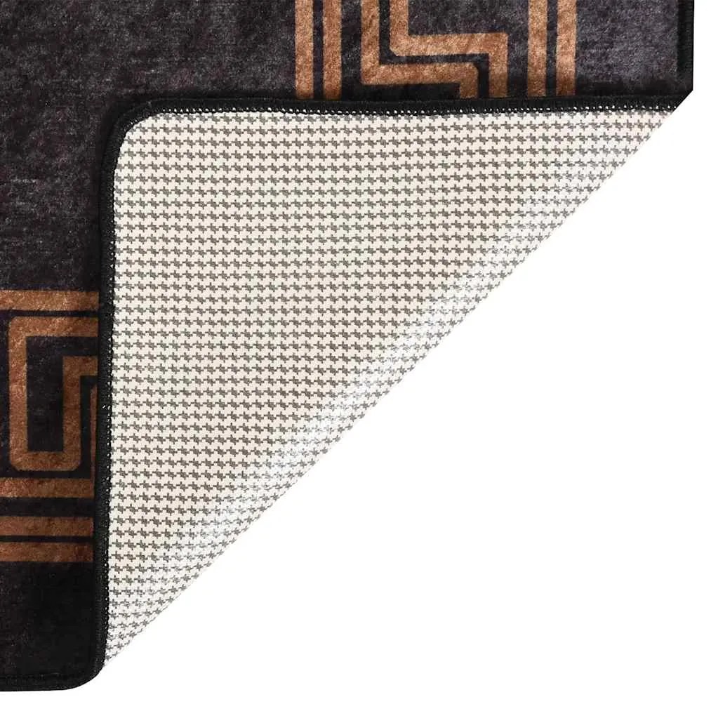 Tapete lavável antiderrapante 80x300 cm preto e dourado