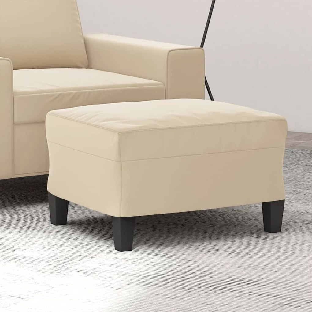 vidaXL Apoio de pés tecido de microfibra 60x50x41 cor creme