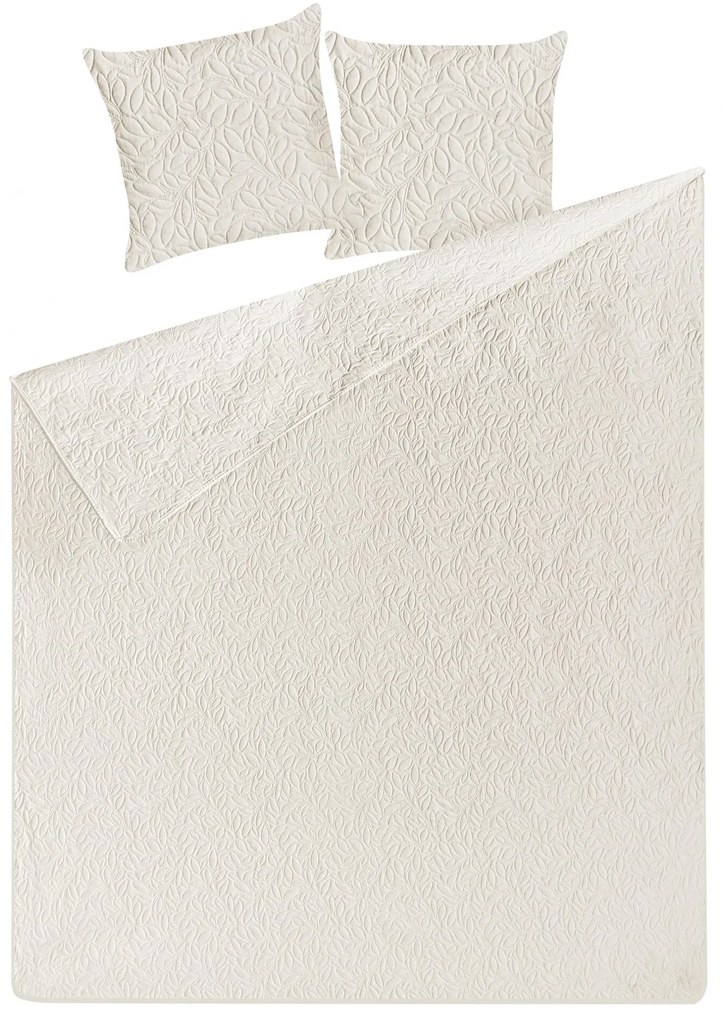 Colcha com relevo e duas almofadas creme 160 x 220 cm RUDKHAN Beliani
