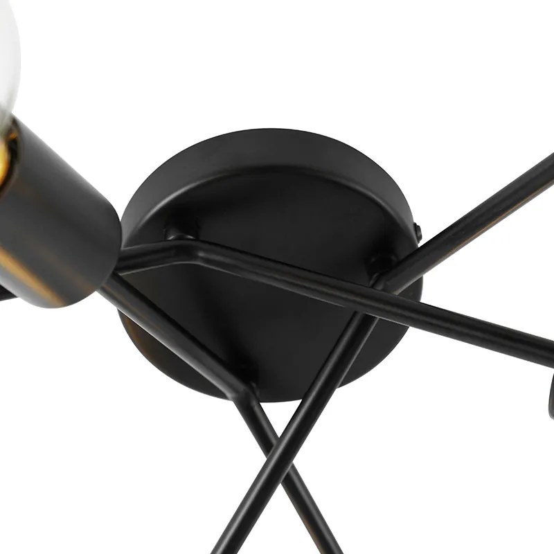 Plafon design preto 6-luzes - SPUTNIK Design