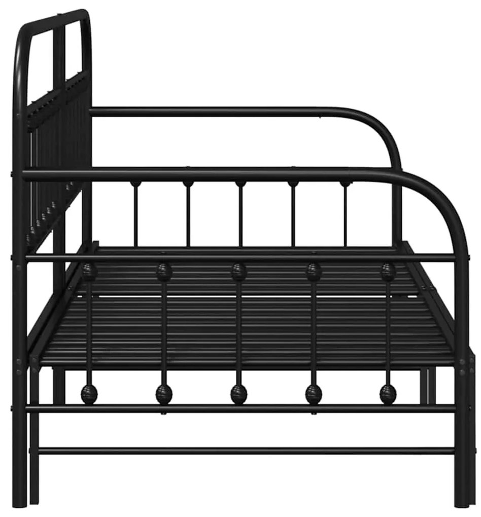 Estrutura de Daybed vidaXL com Cama Extra Preta 100x190 cm Aço