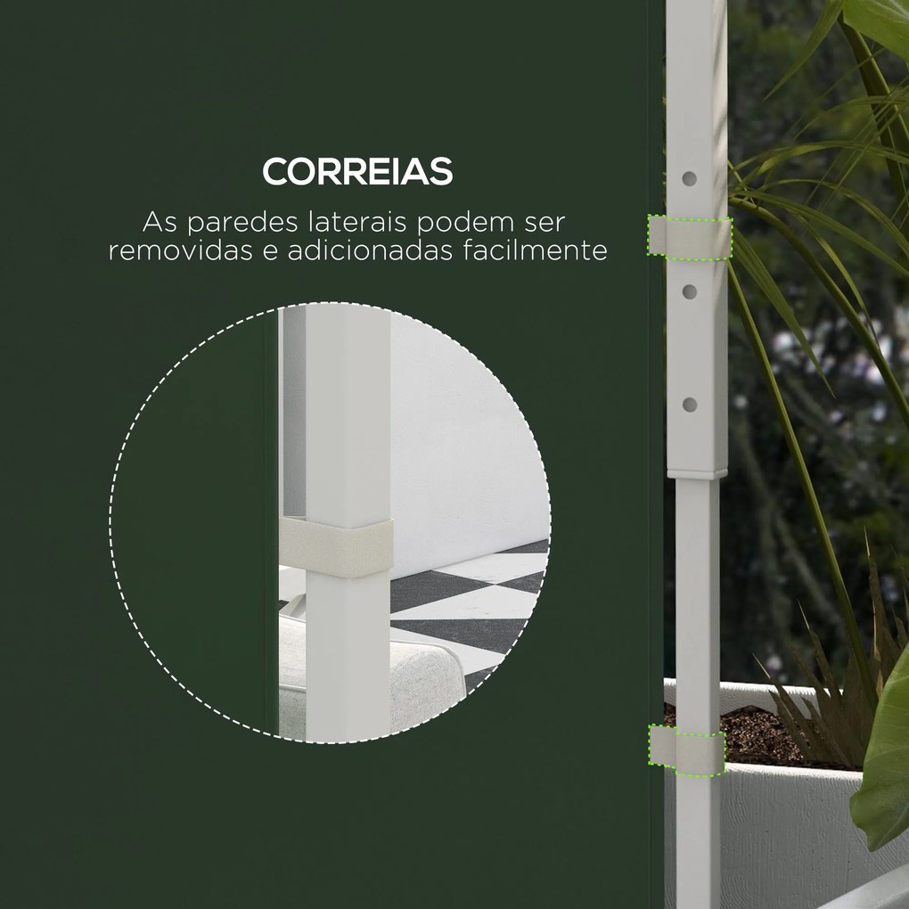 Paredes Laterais para Tenda de 2 Painéis 295x195 cm com Janela Enroláv
