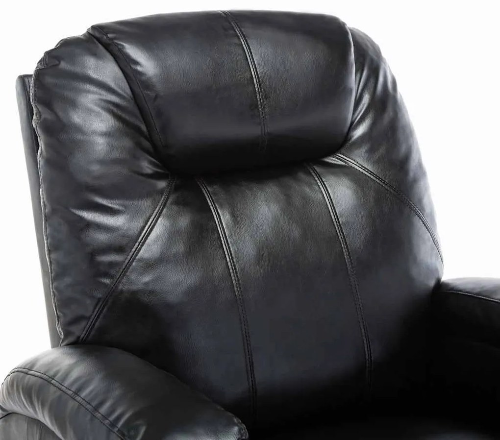 Cadeira de massagem reclinável couro artificial preto