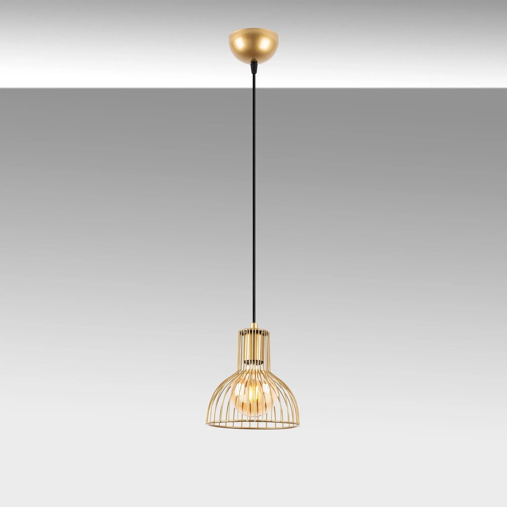 Candeeiro de Teto Vazo – Dourado Brilhante – 17 x 17 x 114 cm