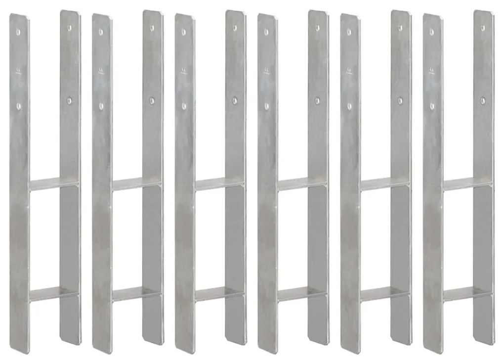 vidaXL Âncoras de vedação 6 pcs 10x6x60 cm aço galvanizado prateado