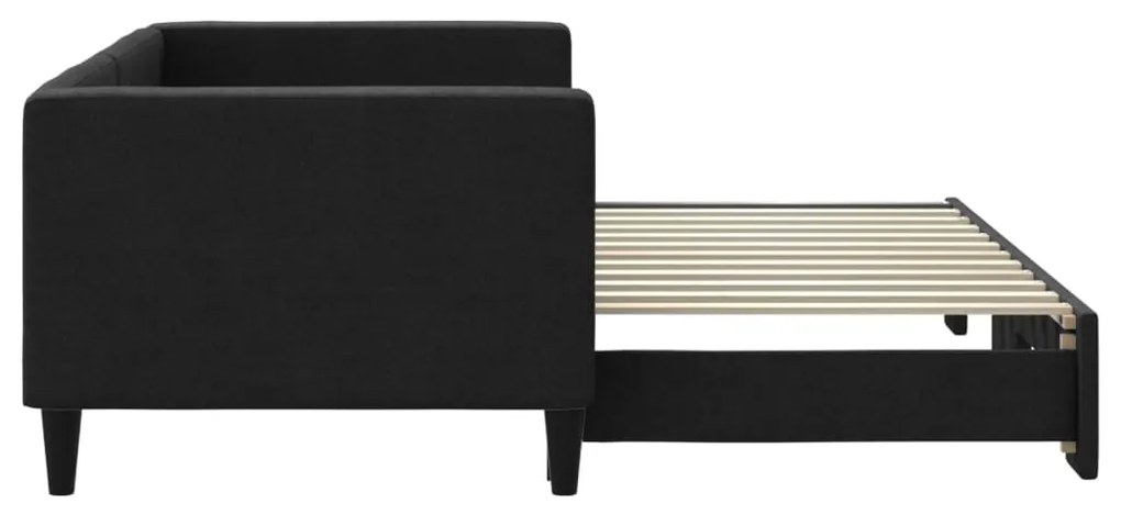 Sofá-cama com gavetão 80x200 cm tecido preto