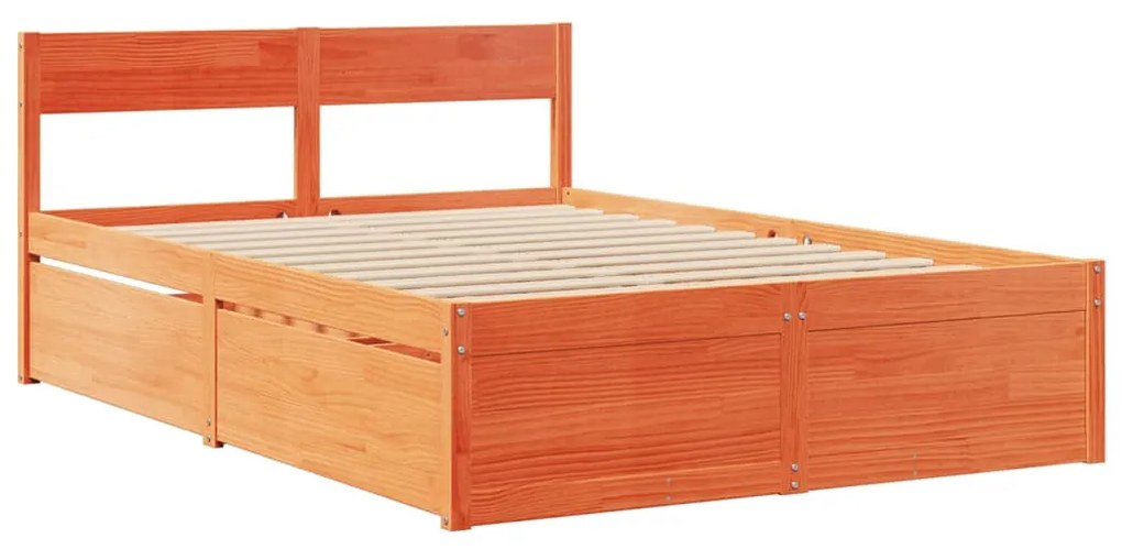 Cama sem colchão 120x190 cm madeira pinho maciça castanho-mel