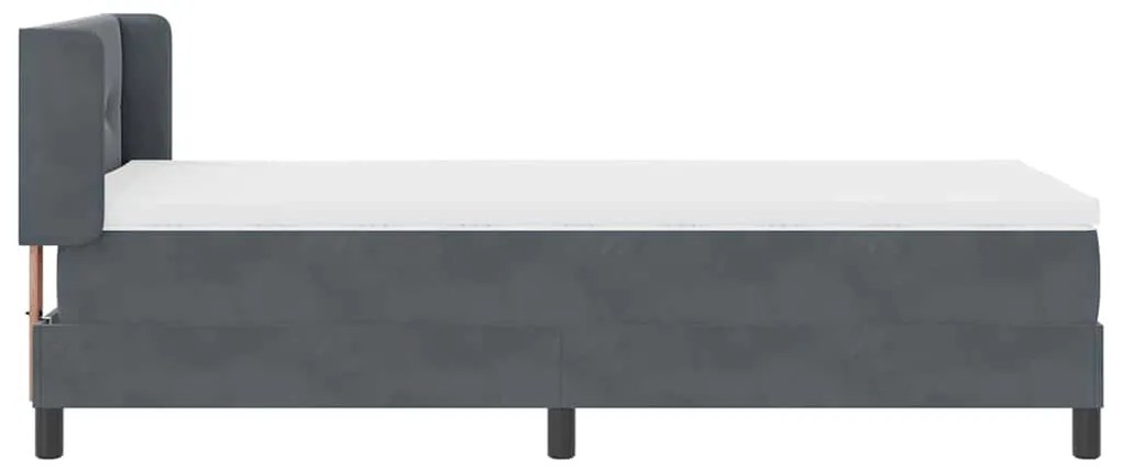 Cama Box da com Colchão Cinza Escuro 100x200 cm Veludo