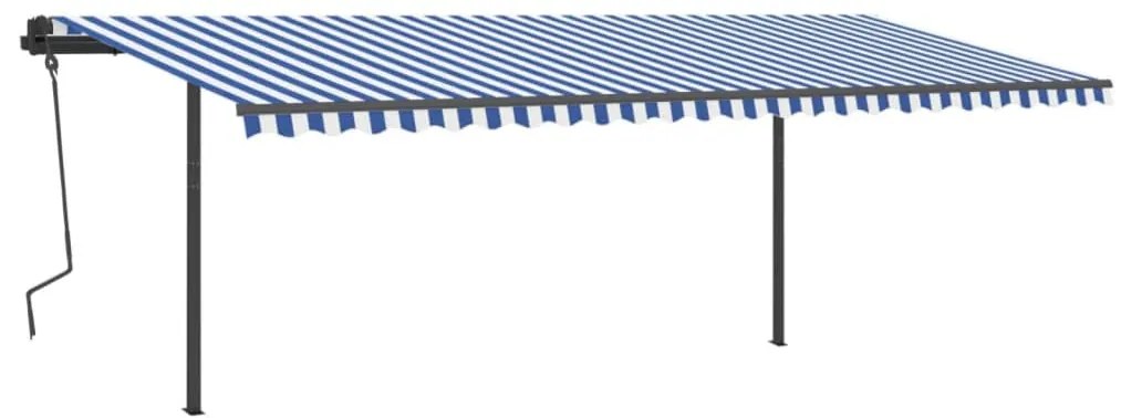 Toldo automático c/ LED e sensor de vento 6x3 m azul e branco