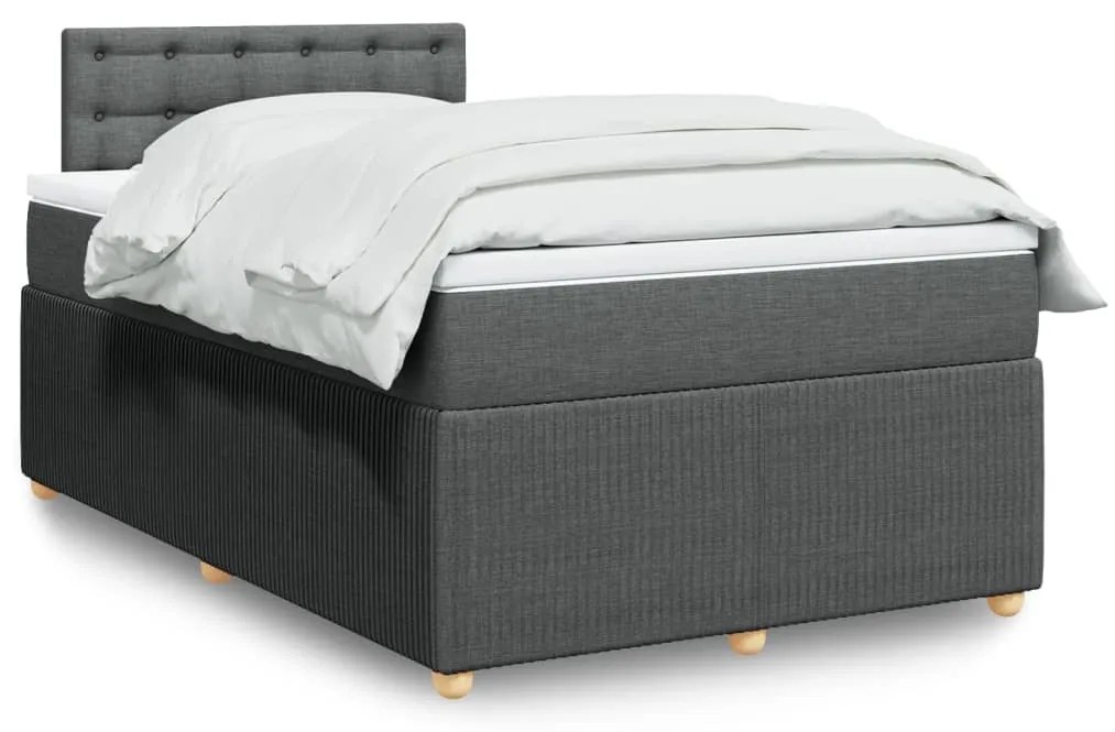 Cama boxspring com colchão 120x190 cm tecido cinzento-escuro