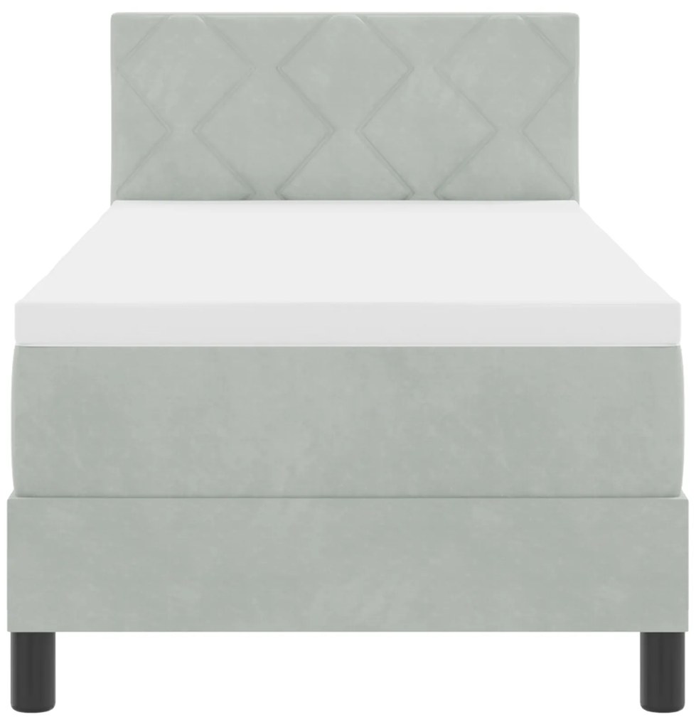 Cama Box com Colchão vidaXL Cinza Claro 80x200 cm Veludo