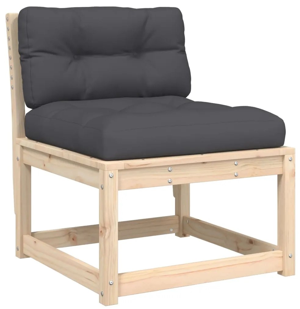 6 pcs conjunto de sofás de jardim c/ almofadões pinho maciço