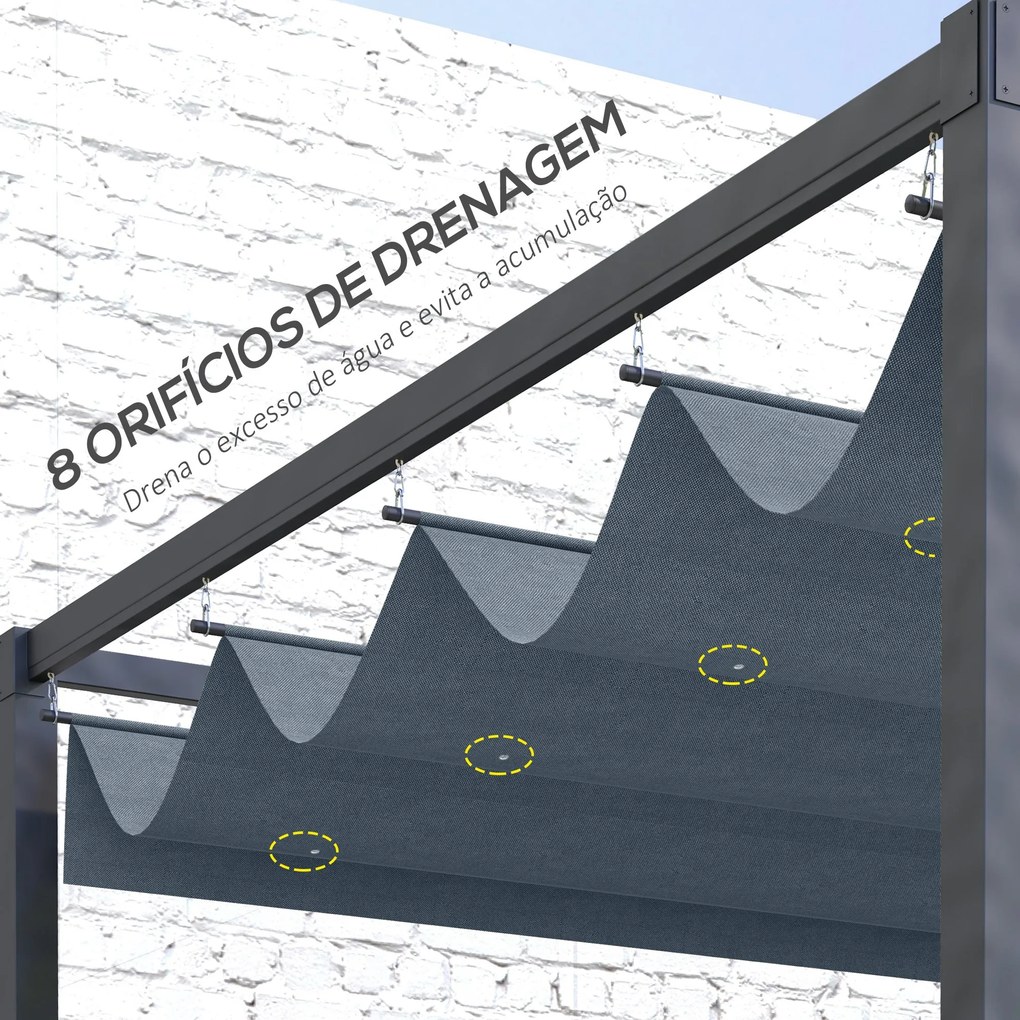 Cobertura para Pérgola Retrátil 286x245 cm Teto de Substituição para P