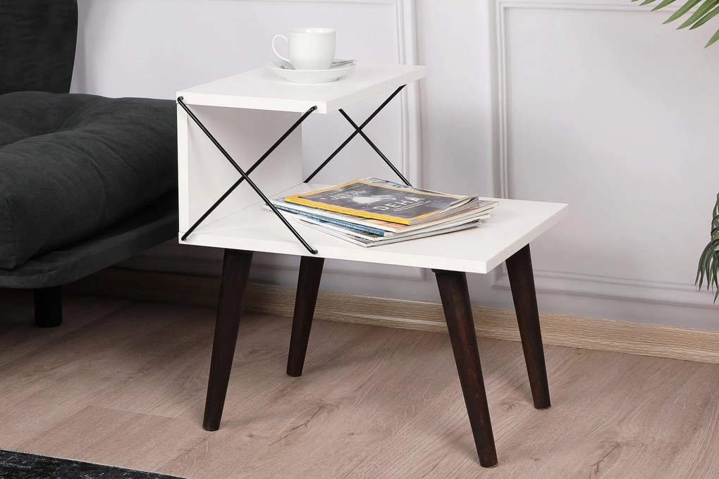 Mesinha de Cabeceira Cross – Branco – 50x55x40 cm