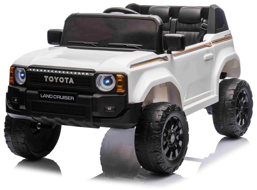 Jipe elétrico para crianças Toyota Landcruiser 12V controlo remoto de 2,4 GHz, entrada USB/AUX, Bluetooth, suspensão, bateria de lítio, luzes LED Bran