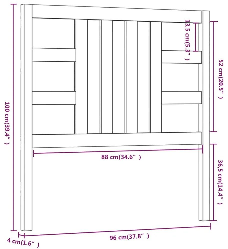 Cabeceira de cama 96x4x100 cm pinho maciço preto